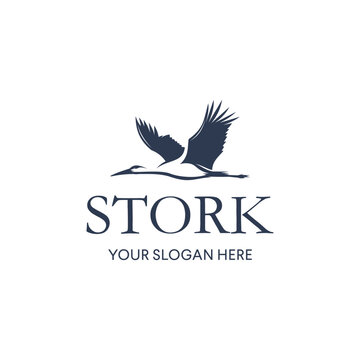 Stork brings icon silhouette. Vector logo of a stork in flight. Illustration side view, suitable for your design need, logo, illustration, animation, etc.