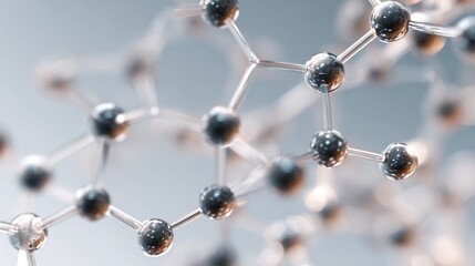 Abstract molecule structure representation with interconnected atom bonds