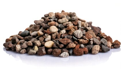 Obraz premium Pile of Colorful River Rocks on White Background.