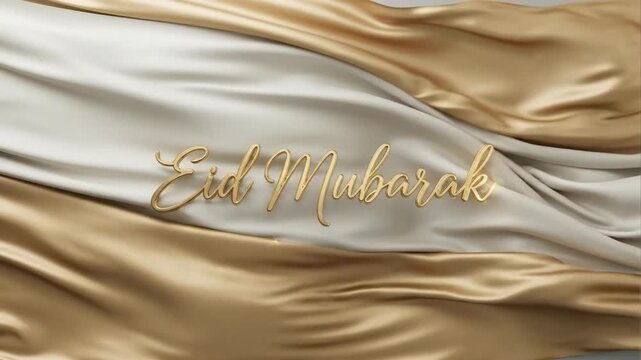 Elegant golden cloth with message eid mubarak background for festive occasions