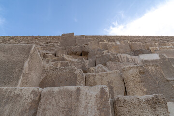 Closed-up image of the Great Pyramids of Giza stones,  Cairo, Egypt
