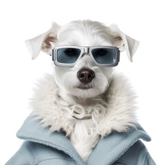 Fashion dog portrait isolated on transparent background