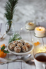 Round candy sprinkled with sesame seeds