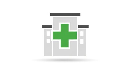 Obraz premium A green and red cross symbol on a white building with a green cross on it.