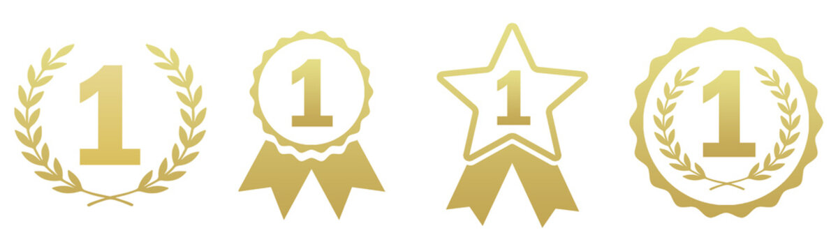 NO.1 gold logo, icon, label, emblem, sign, gold, vector,  illustration, award, symbol, design isolated transparent.