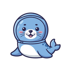 Fototapeta premium Seal in Space Helmet Illustration