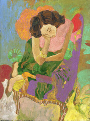 abstract woman portrait. oil painting. illustration