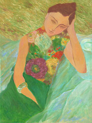 abstract woman portrait. oil painting. illustration