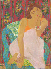 abstract woman portrait. oil painting. illustration