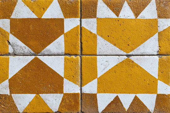 abstract geometric pattern of textured yellow and white tiles - Powered by Adobe