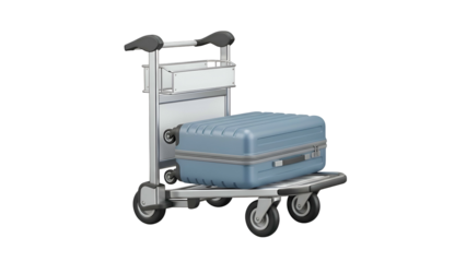 Luggage Cart with Suitcase and Bag.