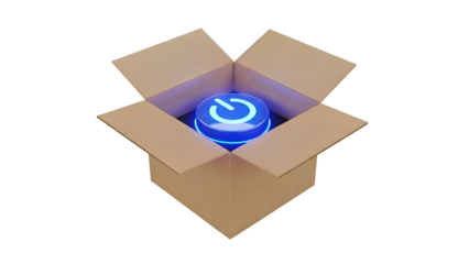 Cardboard Box with Open Flaps and Logo.