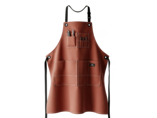 Leather Work Apron with Multiple Pockets and Straps for Cooking or Crafting.
