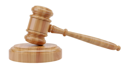 Wooden Judge Gavel on Sound Block.