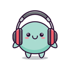 Cute Cartoon Character Listening to Music
