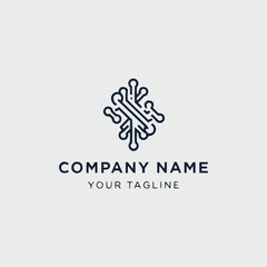 Obraz premium Abstract technology logo design with circuits and lines.