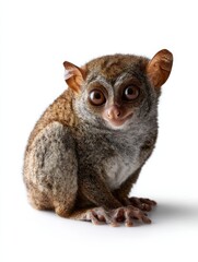 Obraz premium A baby monkey is sitting on a white background