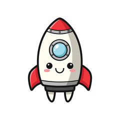 Cute Cartoon Rocket Ship Illustration