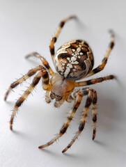Fototapeta premium A spider is standing on a white surface