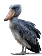 Fototapeta premium A large bird with a long beak stands on a white background
