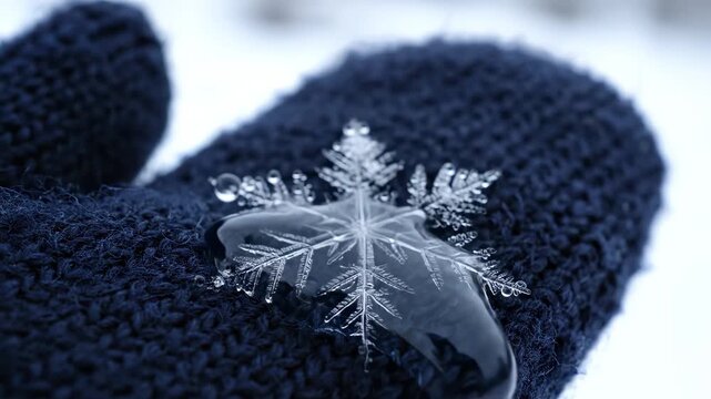 Snowflake on a knit glove