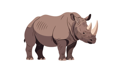 Obraz premium Illustration of a rhinoceros with two horns on a white background