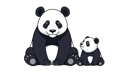 Obraz premium Adorable Panda Family Duo
