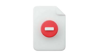 White Paper Folder with Red Minus Sign.