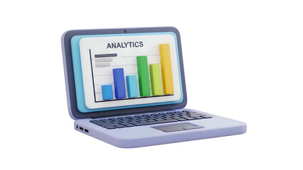 Laptop Displaying Colorful Bar Graph Analytics.