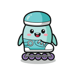 Cute Cartoon Character on Roller Skates Illustration