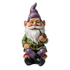Garden Gnome Smoking Pipe Sitting on Mushroom
