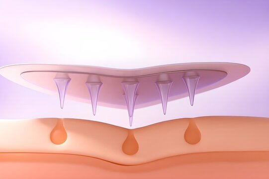 Microneedle patch for drug delivery system and skincare 3D illustration