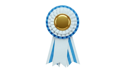Award Ribbon with Gold Center and Blue and White Stripes
