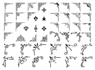 Vector illustration of decorative corner set. Vintage corner set. vector frame corners
