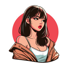 Vibrant Pop Art Portrait of a Fashionable Young Woman