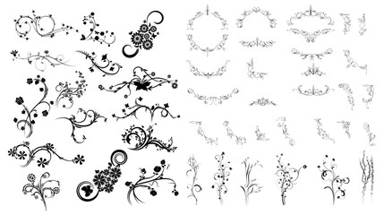 A collection of vintage floral ornaments and swirls