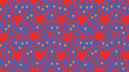 seamless pattern with red hearts on blue background. wallpaper and paper wrapping decoration