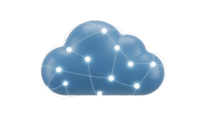 Blue Cloud with Network Nodes and Connections.