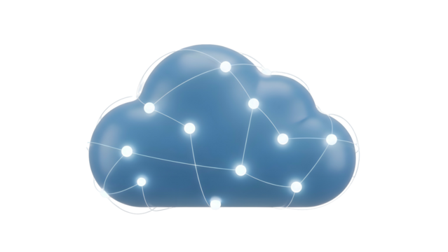 Blue Cloud with Network Nodes and Connections. - Powered by Adobe