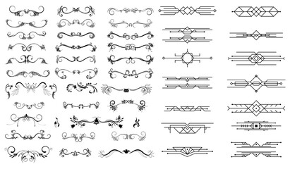 Set of decorative divider elements. Divider ornament, borders, doodle, separators, page dividers, header