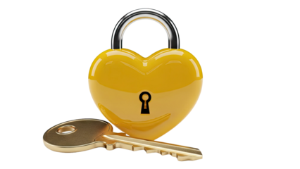 Heart-shaped padlock and key