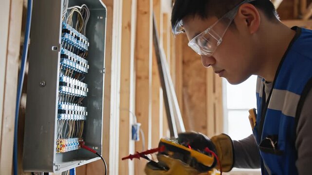 Electrician Testing Circuit Panel