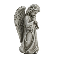 Obraz premium Stone angel statue praying on black background