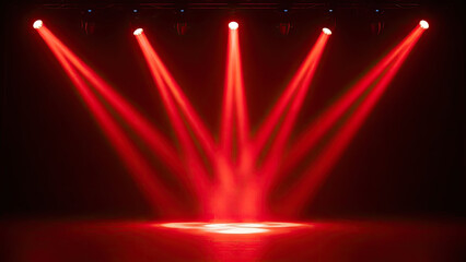 Vibrant red spotlights illuminating a dark stage