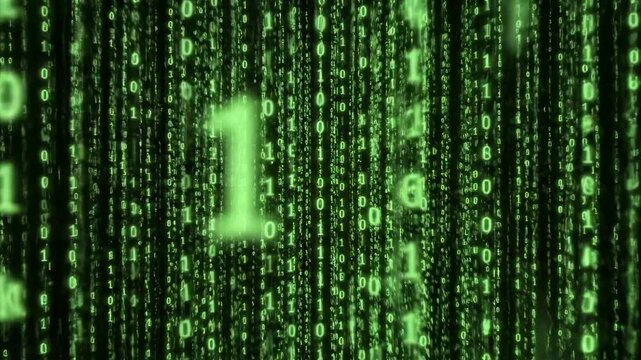 Digital binary code rain effect