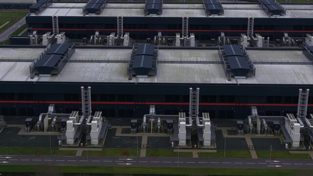 Aerial View of Data Center Backup Power and Cooling Systems