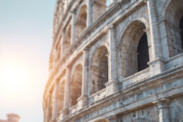 Fototapeta premium Ancient stone arches showcase historical architecture against a bright sky.