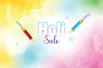 Colorful Happy Holi Background. Festival of Colors Celebration Vector Illustration. Indian Hindu Festival Concept For E-commerce Sale, Greetings, Poster, Banner.