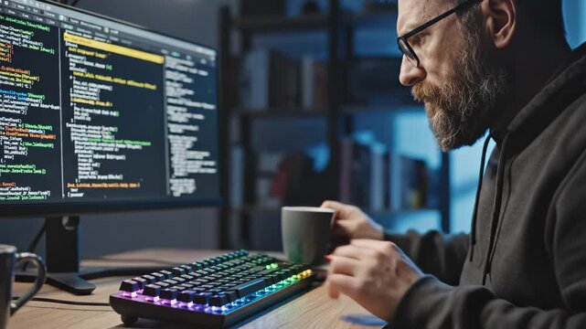 Person typing on illuminated keyboard