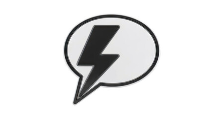 Speech Bubble with Black Lightning Bolt Icon
